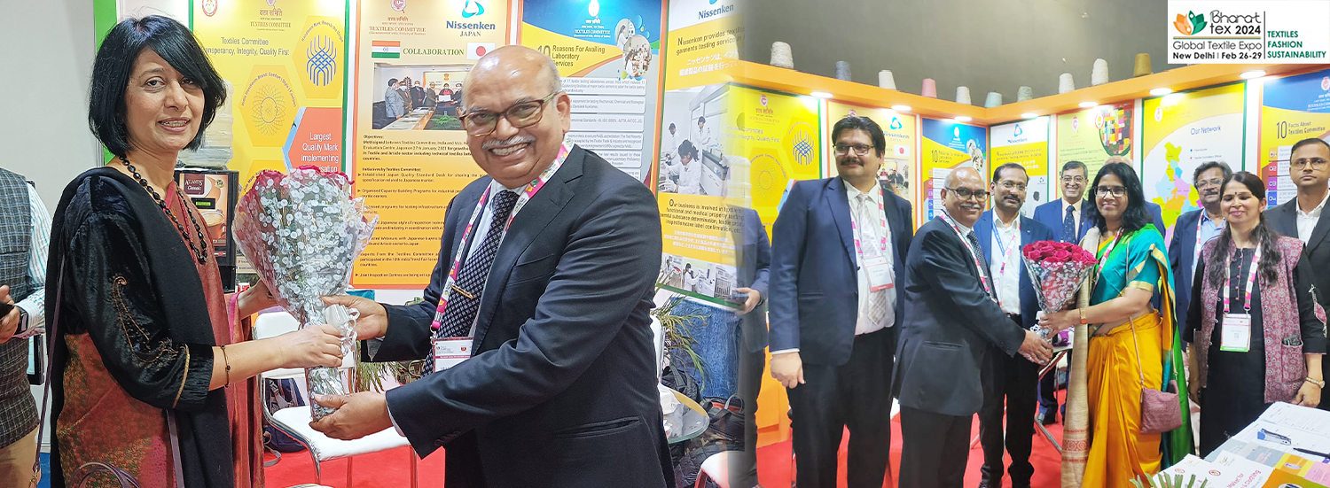 Secretary Textiles and Joint Secretary Textiles Visit Textile Committtee Stall at Bharat Tex 2024
